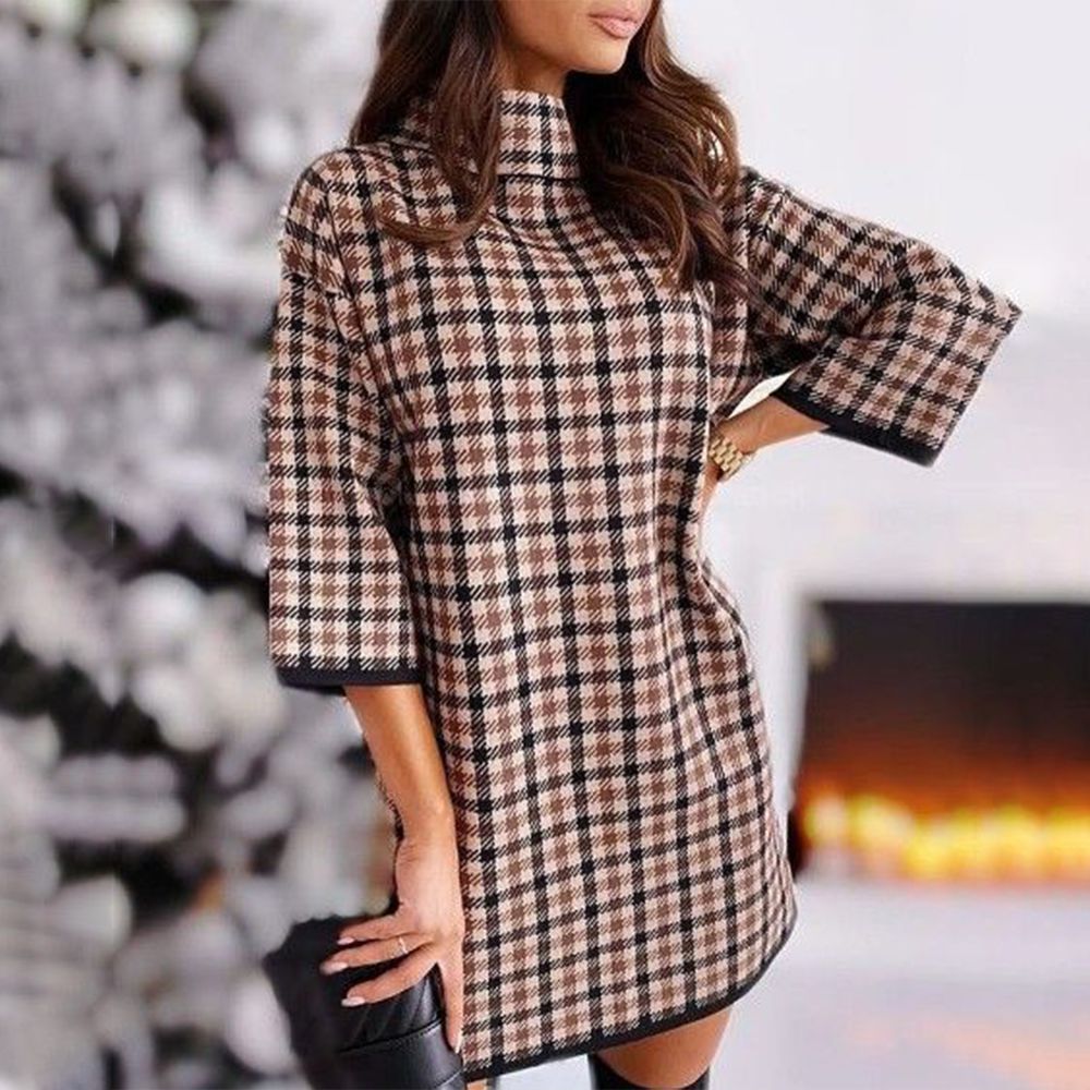 StrickSinn® - Elegantes Mini-Pullover-Kleid mit Stehkragen