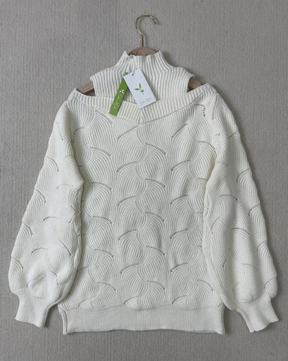 HerbstTrend® - Weißer Pullover mit kalten Schultern