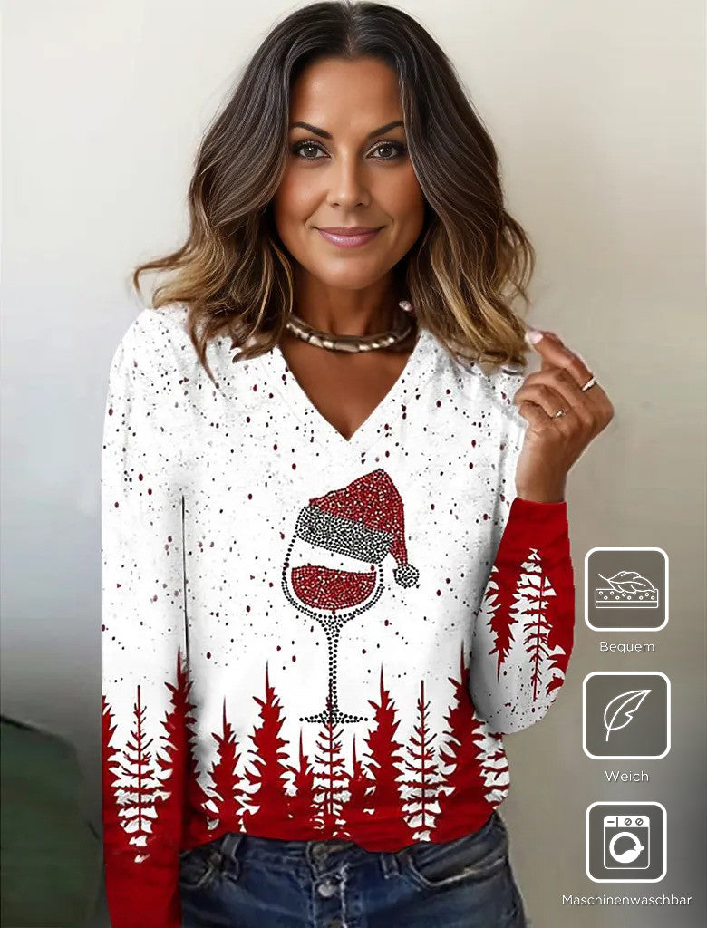 [OUTLET] FallStil® - Tipsy Red Wine Holiday Party Langarm-Top