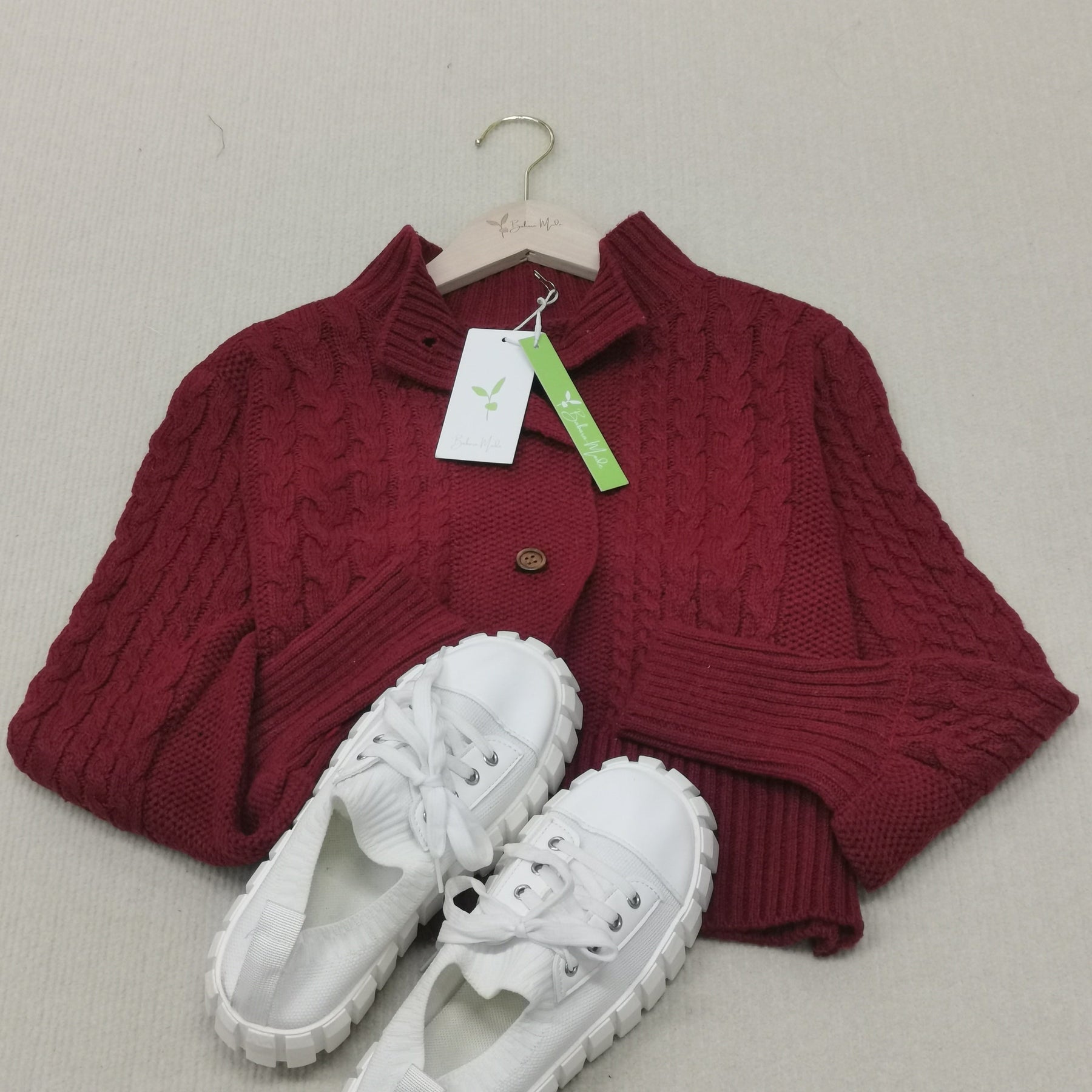 HerbstTrend® - Auffälliger roter einfarbiger Pullover mit langen Ärmeln