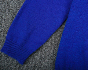 Monci® - Lässig Blau Einfarbig Rundhalsausschnitt Langarmpullover