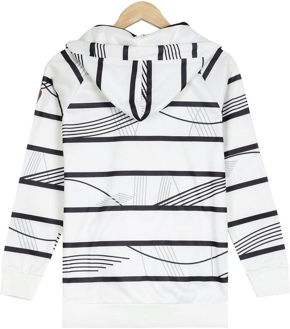 Even&Vil® - Hoher Kragen Schwarz Linie Tasche Front Hoodie Sweatshirt