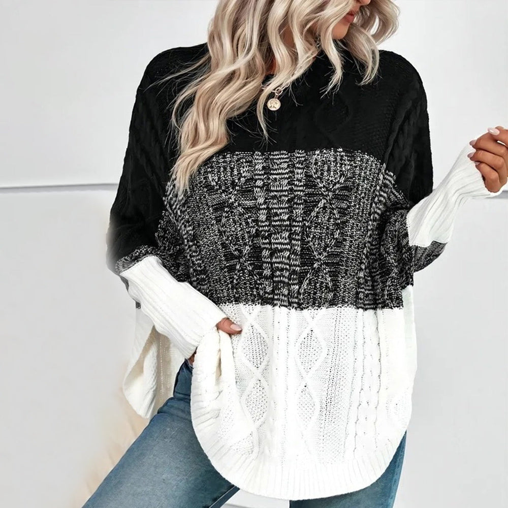 WinterStil® - Schwarzer und weißer Color Block Pullover
