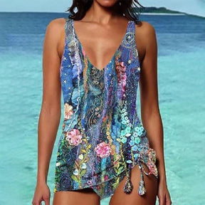 SpringStil® - Quaste Oceanic Blue Print Tankini Badeanzug