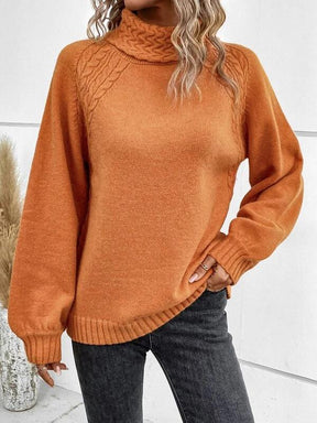 Santvarius® - Orangefarbener einfarbiger Pullover mit langen Ärmeln