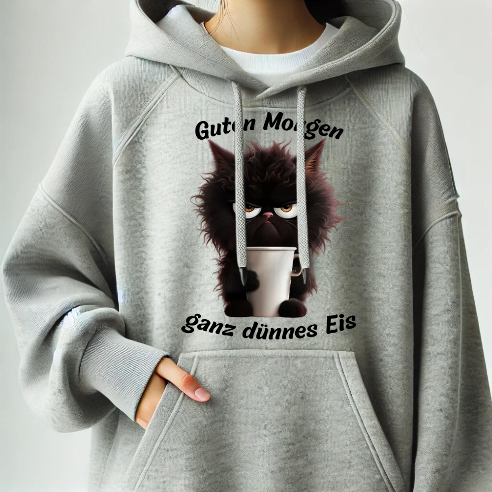 Hoodie mit grimmiger Katze