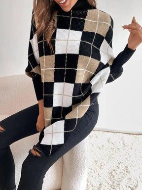 FallStil® - Eleganter Pullover mit geometrischem Druck und hohem Halsausschnitt