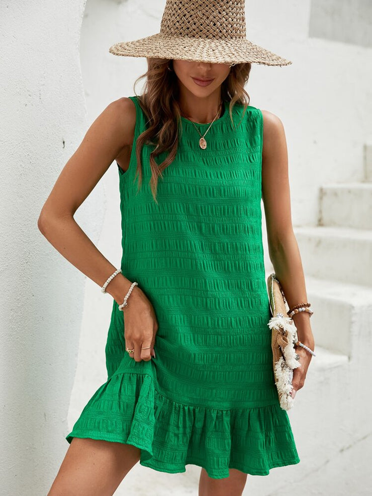 PureWear® -Frisches einfarbiges grünes ärmelloses Minikleid