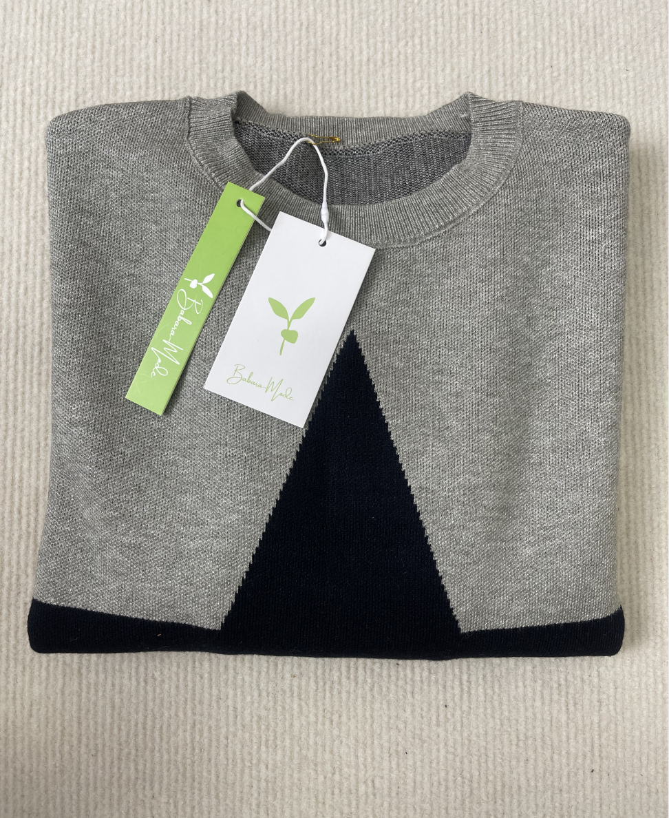 Naturlux® - Großer Single Star Grauer Langarmpullover