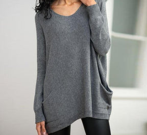 NaturLux® - Einfacher grauer einfarbiger Pullover