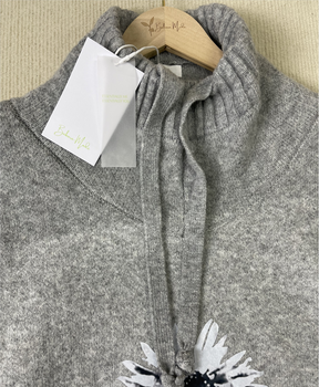 HerbstTrend® - Grauer Kapuzenpullover mit Blumendruck