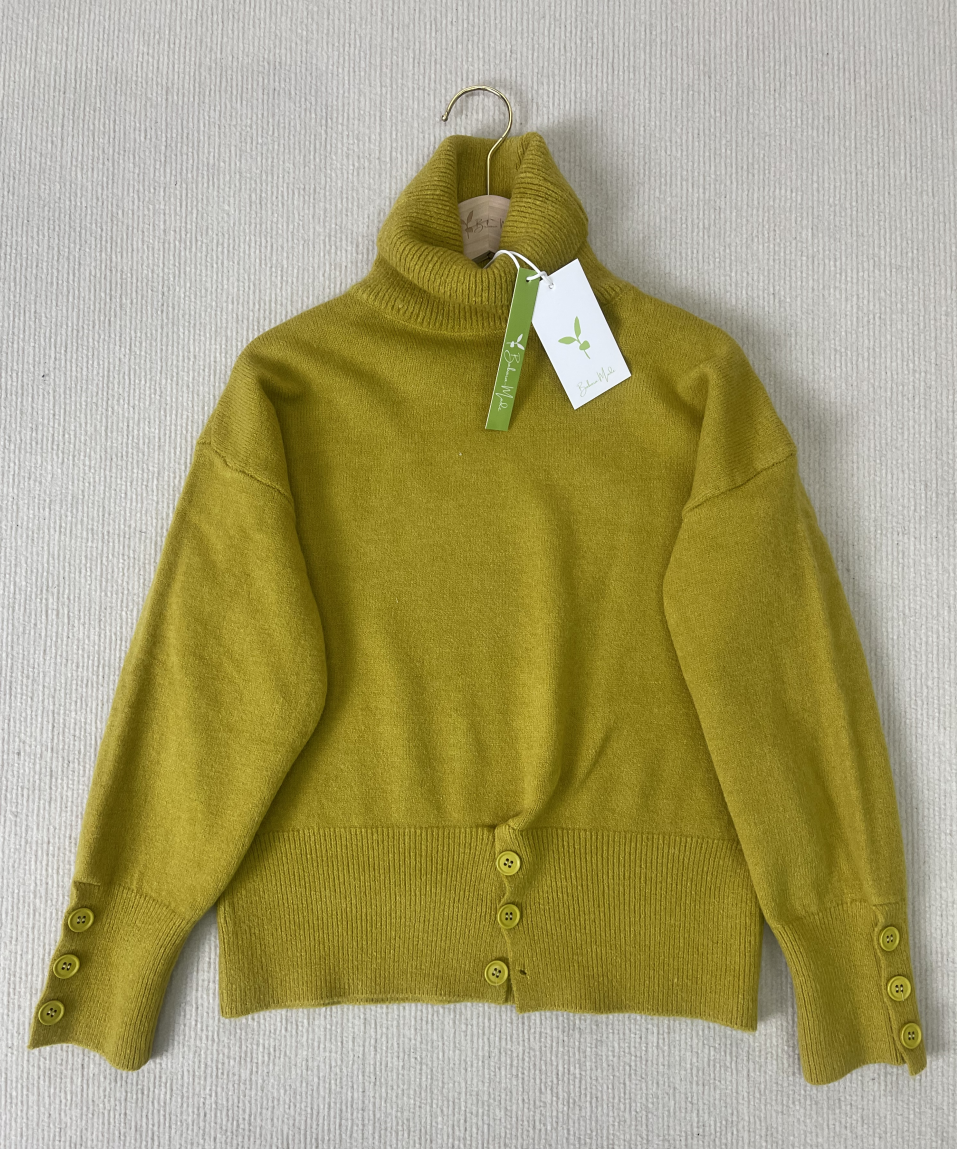 WinterTrend® - Einfarbiger Pullover mit hohem Halsausschnitt in Salbei