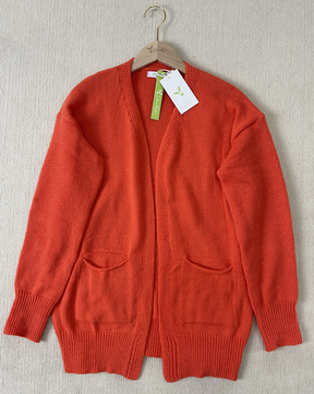 WinterTrend® - Orangefarbene einfarbige Strickjacke mit langen Ärmeln