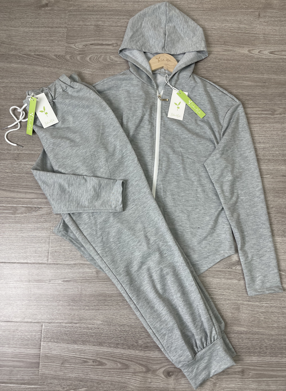 WinterTrend® - Graues unifarbenes Hoodie Lounge Set