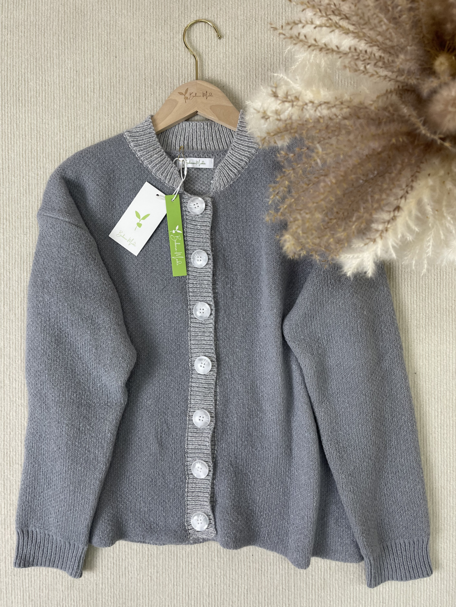 FallStil® - Einzigartiger einfarbiger grauer Pullover mit langen Ärmeln