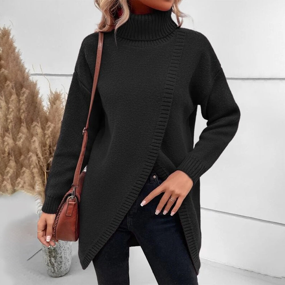 Santvarius® - Cooler einfarbiger Pullover mit hohem Ausschnitt