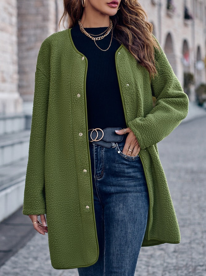 WinterTrend® - Grüner einfarbiger Cardigan mit langen Ärmeln