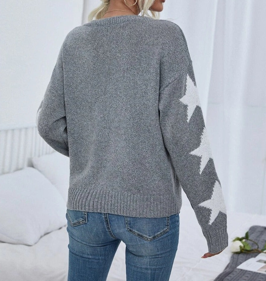 Lovja® - Basic Print Pullover mit langen Ärmeln
