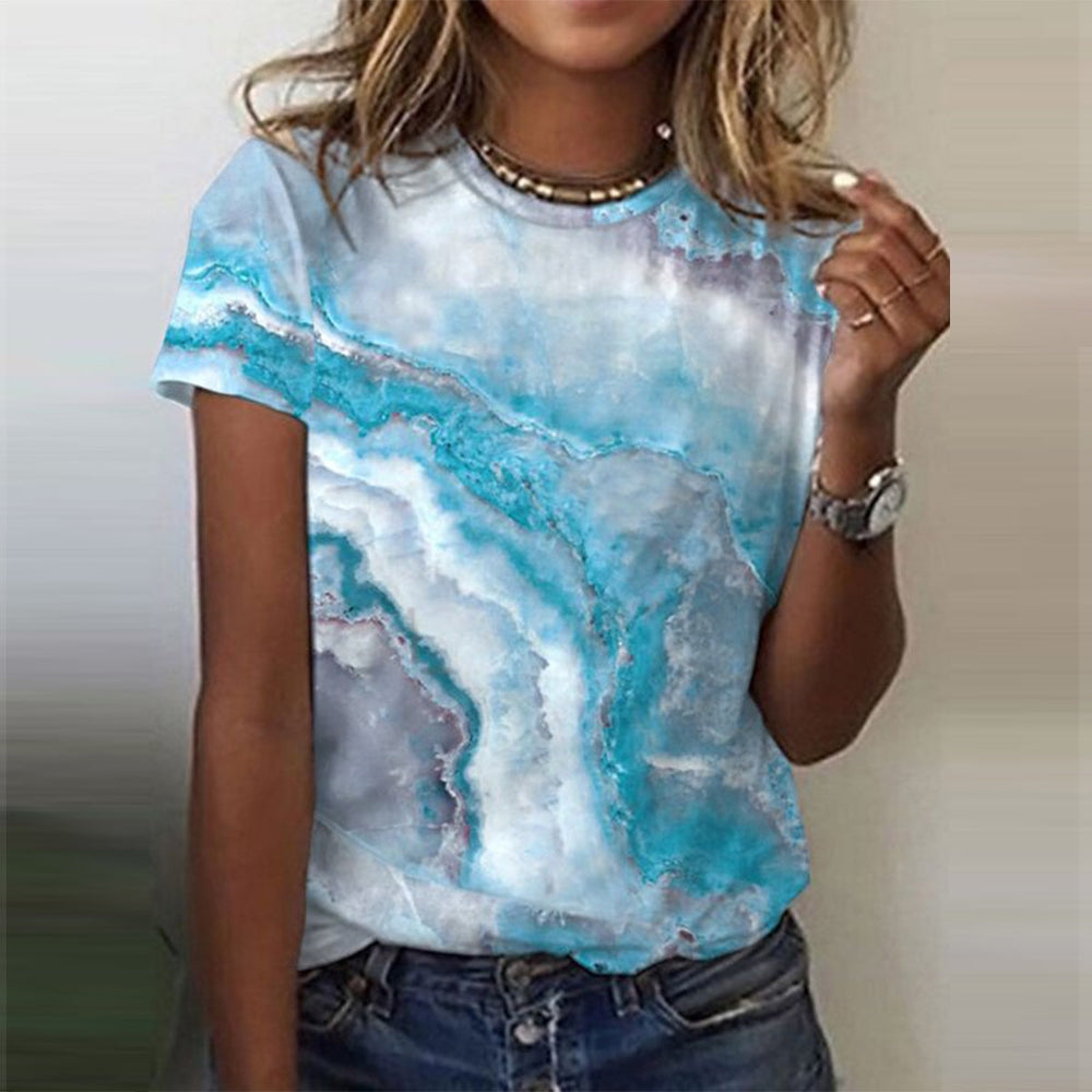 EcoExotica® - Ocean Dream Blaues Top mit Marmoraufdruck