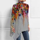 FallStil® - Asymmetrisches Top mit Blumen-Aquarellmuster und hohem Ausschnitt