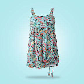 SpringStil® - Türkisblauer Tankini-Badeanzug mit Blumendruck
