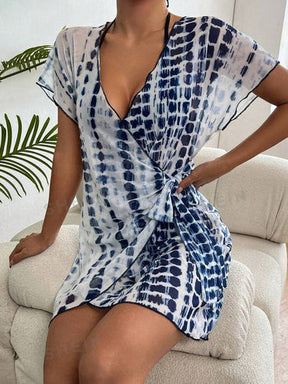 CabanaCouture® - Breezy Kurzarm Wrap Krawatte Cover Up