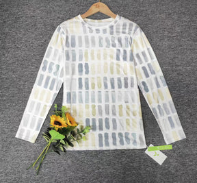 EcoExotica® - Geometrisches Shirt mit Rundhalsausschnitt in Beige