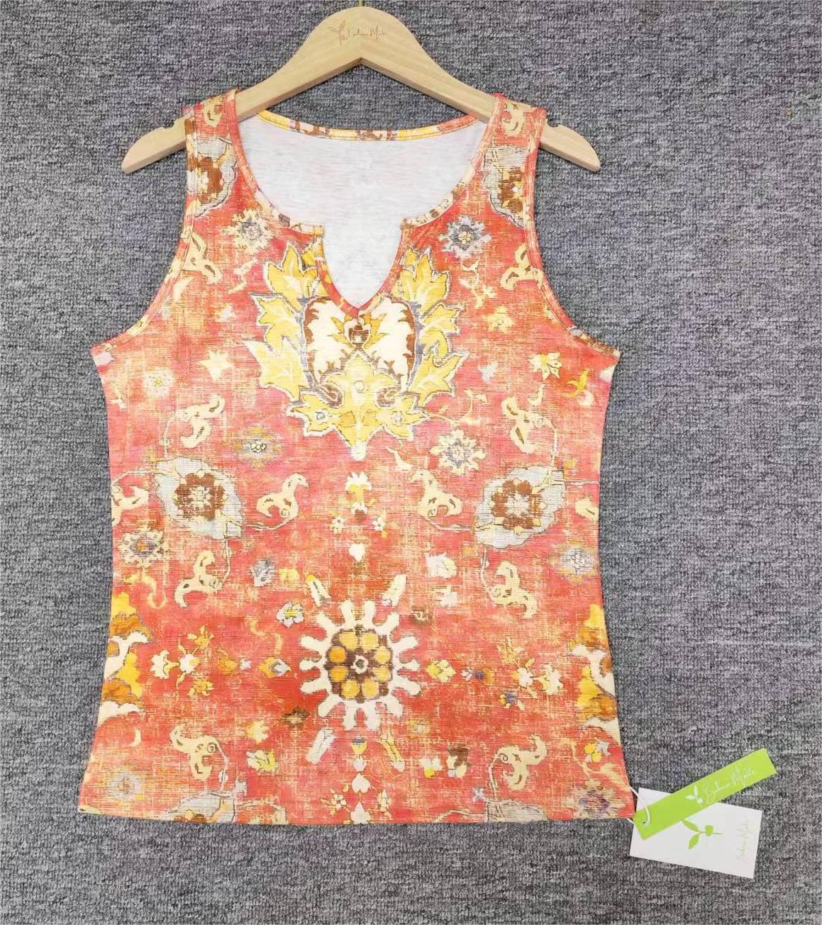 SpringStil® - Rotes ärmelloses Print-Top