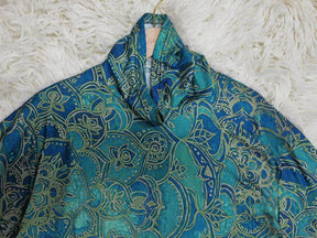 FallStil® - Paisley Grün-Blau Ombre Mock Neck Top