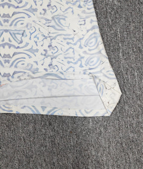 SpringStil® - Verwittertes blaues weißes Vintage Print Minikleid mit halben Ärmeln