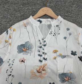 SpringStil® - Aquarell-Blumengarten Weißes Kurzarm-Top