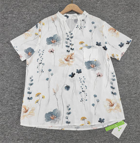 SpringStil® - Aquarell-Blumengarten Weißes Kurzarm-Top