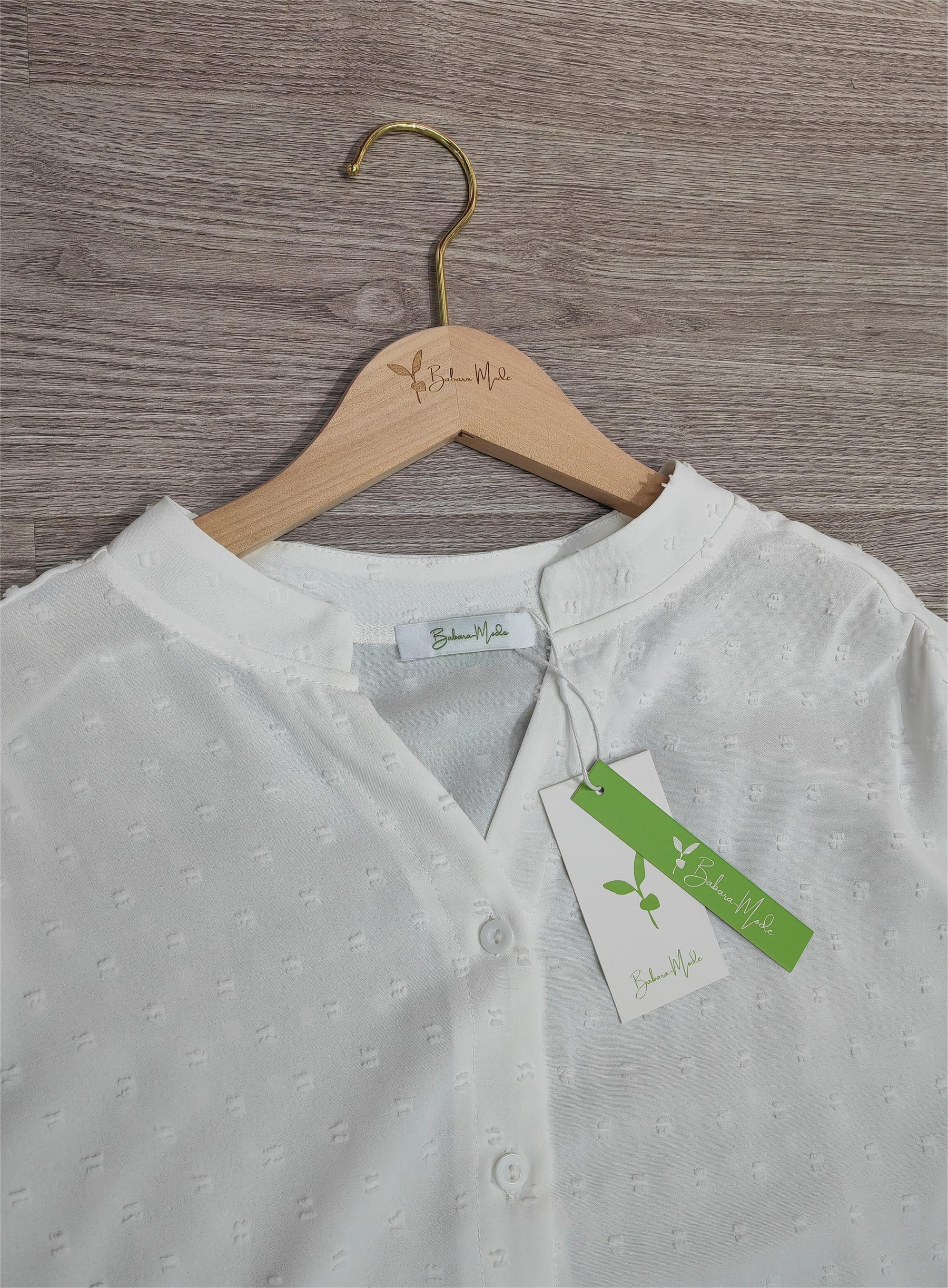 Naturlux® - Weißes Swiss Dot Button Down TOP