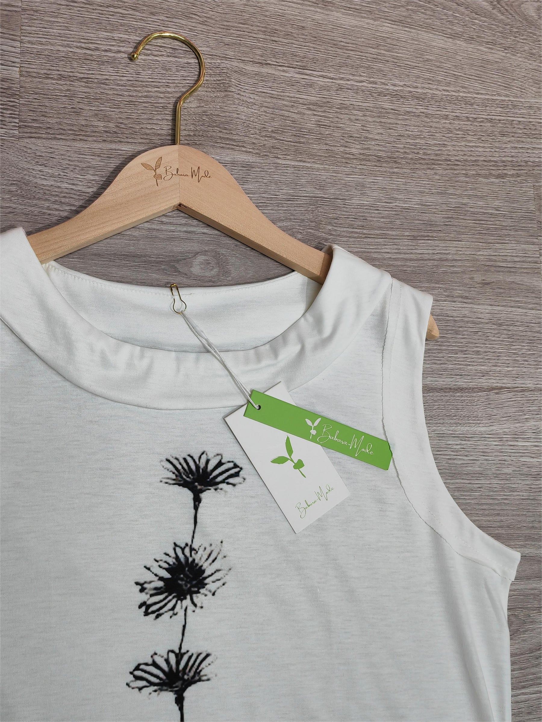 FallStil® - Weißes ärmelloses Tank-Top mit Rundhalsausschnitt