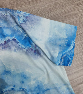 EcoExotica® - Ocean Dream Blaues Top mit Marmoraufdruck