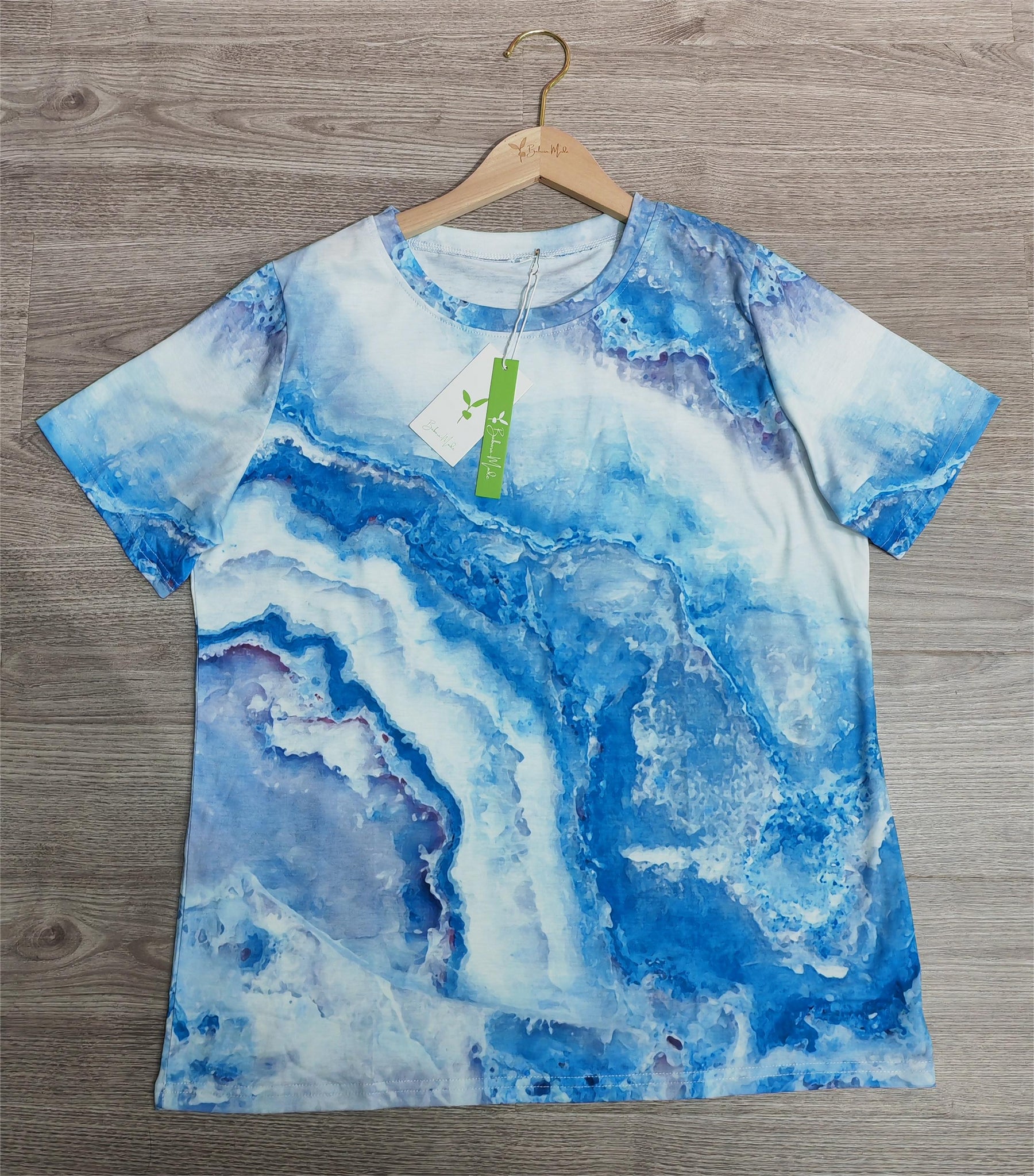 EcoExotica® - Ocean Dream Blaues Top mit Marmoraufdruck