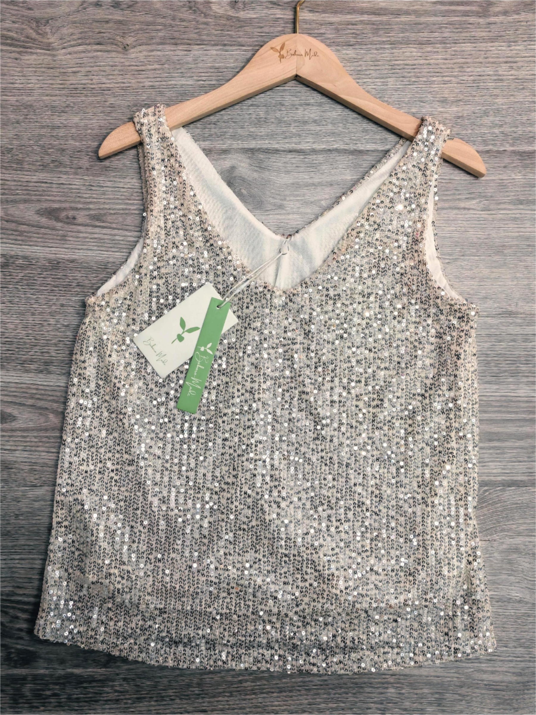 EcoExotica® - Glamouröses Cami mit V-Ausschnitt und Pailletten