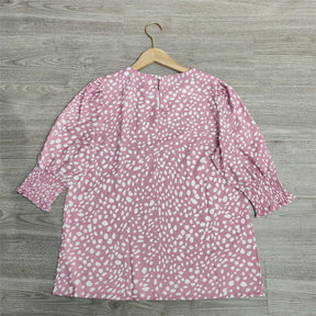 FallStil® - Rosa Druck Rundhalsausschnitt Top