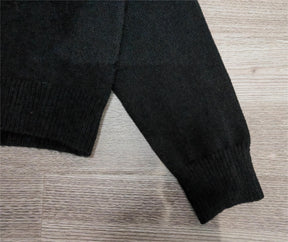 Naturlux® - Einfache Langarm-Strickjacke schwarz einfarbig