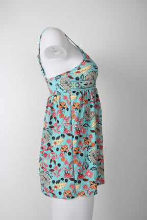 SpringStil® - Türkisblauer Tankini-Badeanzug mit Blumendruck