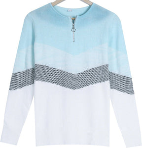 FallStil® - Blue Skies Chevron pullover mit Reißverschluss