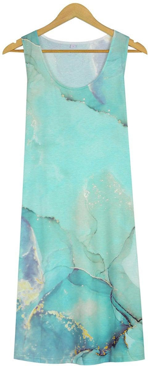 Purewear®-  Ozeanblaues Marmor-Minikleid aus Meerschaum