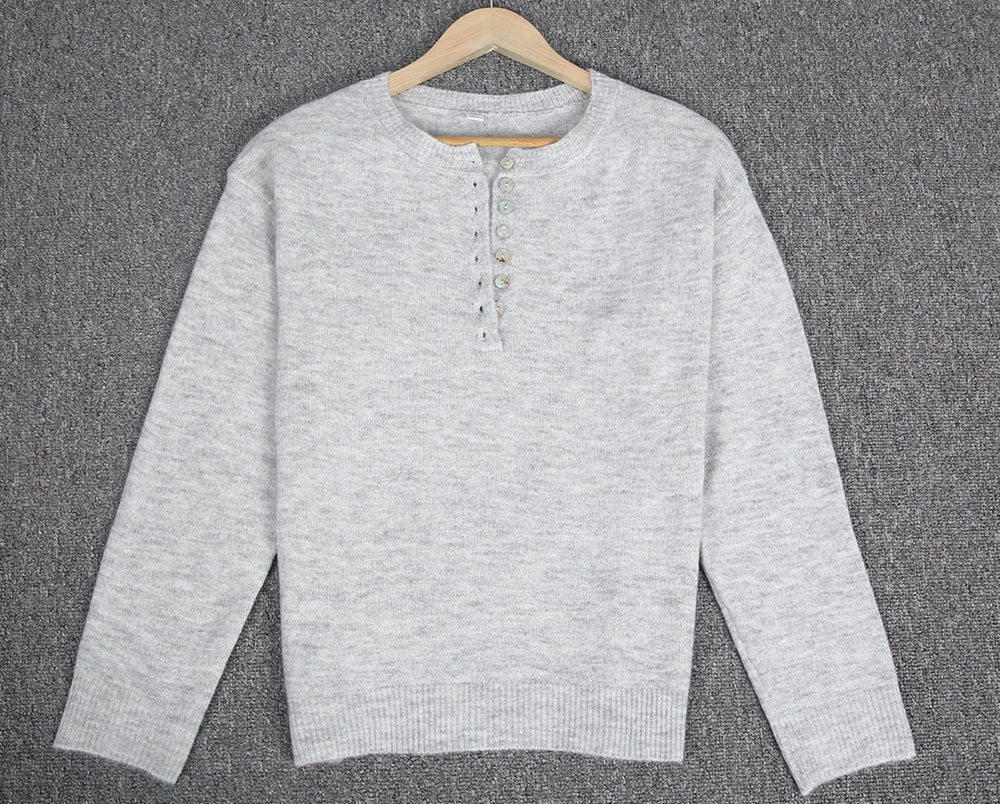 FallStil® - Grey Days Klassischer Pullover mit Knopfleiste