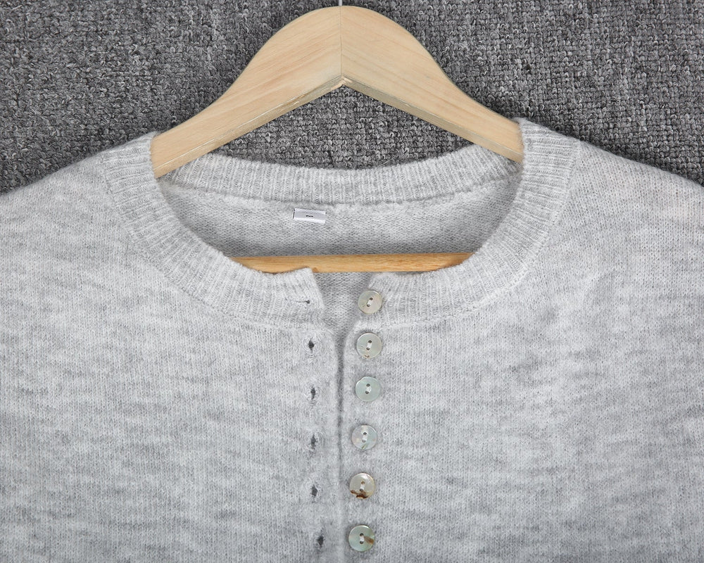 FallStil® - Grey Days Klassischer Pullover mit Knopfleiste