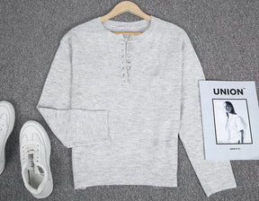 FallStil® - Grey Days Klassischer Pullover mit Knopfleiste