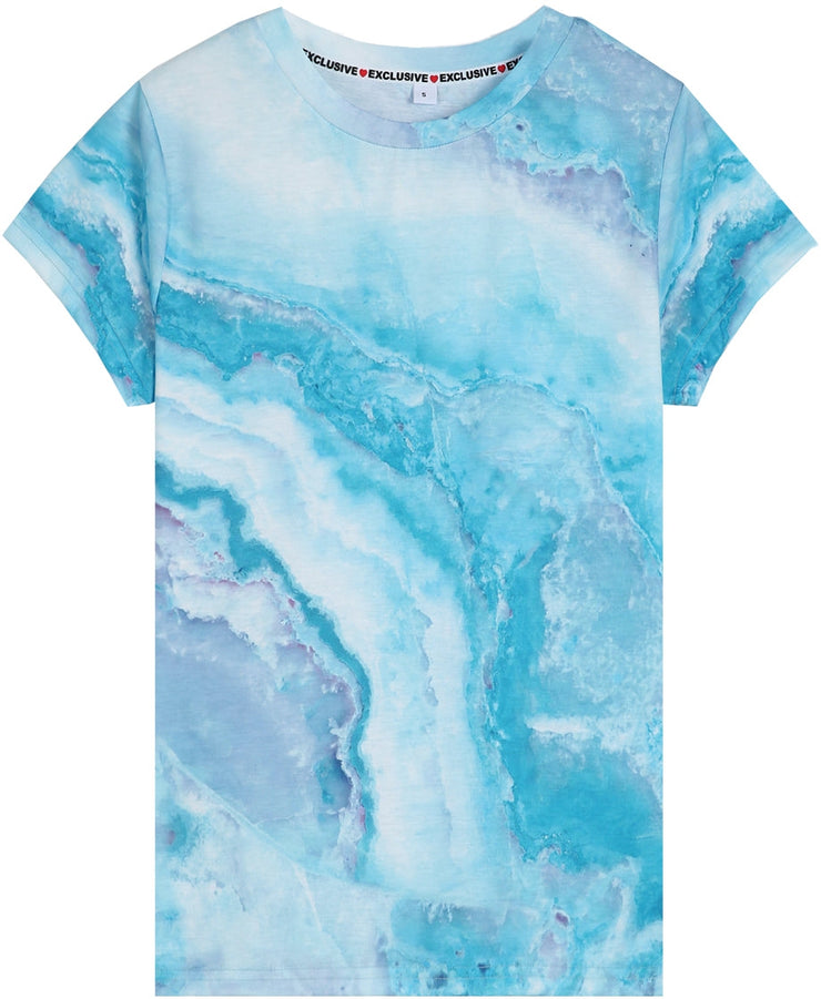 EcoExotica® - Ocean Dream Blaues Top mit Marmoraufdruck