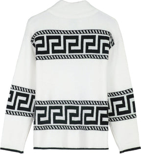 Monci® - Schwarz-weißer Pullover mit V-Ausschnitt