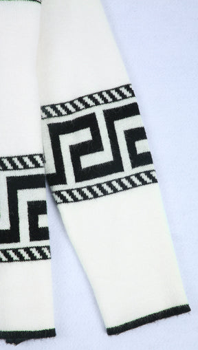 Monci® - Schwarz-weißer Pullover mit V-Ausschnitt