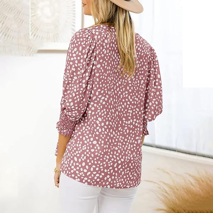 FallStil® - Rosa Druck Rundhalsausschnitt Top