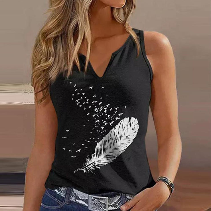 SpringStil® - Schwarzes ärmelloses Tank-Top mit Druck